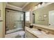 Bathroom features include a tiled shower, vanity with granite countertop, and large mirror at 5284 Vernon Springs Trl, Sandy Springs, GA 30327