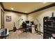 Home music room equipped with instruments, recording equipment, and acoustic treatment at 5284 Vernon Springs Trl, Sandy Springs, GA 30327