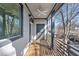 This is a balcony with horizontal metal bar railings with a white ceiling and wooden floor at 145 Hutchinson Ne St, Atlanta, GA 30307