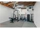 Home gym in basement with ceiling fan and workout equipment at 155 Saddleview Run, Atlanta, GA 30350