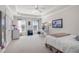 Bedroom with white walls and carpet, 2 windows, and ceiling fan at 155 Saddleview Run, Atlanta, GA 30350