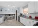 Bright kitchen features white cabinets, stainless steel sink, and decorative wall art at 2860 River Close Dr, Decatur, GA 30034