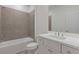 Stylish bathroom with tile accents, white vanity, and bathtub at 489 Hammons Way, Atlanta, GA 30315