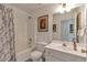 Well-lit bathroom with a tub, shower, and a classic vanity at 1025 Grace Dr, Lawrenceville, GA 30043