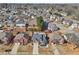 Aerial view of a neighborhood, showcasing the location and surrounding homes at 2755 Turning Leaf Dr, Lawrenceville, GA 30044