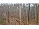 Backyard view of a wooded lot with bare trees and dried leaves covering the ground, creating a natural and serene setting at 492 Broadstone Nw Way, Acworth, GA 30101