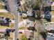 A bird's eye view captures a residential neighborhood and the subject home in the middle of the frame at 190 Clydesdale Se Ln, Mableton, GA 30126