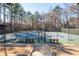 Community tennis courts with benches and well-maintained fencing for friendly matches at 2038 Cresthaven Walk, Woodstock, GA 30189