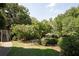 Landscaped backyard with a patio table set and mature trees at 25309 Plantation Ne Dr # 309, Atlanta, GA 30324