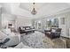 An airy living room features a coffered ceiling and views of the front yard at 9795 Terrace Lake Pointe, Roswell, GA 30076