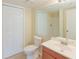 Functional bathroom featuring a single vanity and shower at 1614 Carrie Farm Ct, Kennesaw, GA 30144