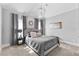 Bedroom with gray walls, vaulted ceiling, large window and elegant decor at 140 Discovery Lake Dr, Fayetteville, GA 30215