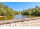 Picturesque lake view from a stone bridge, showcasing the tranquil water and surrounding greenery at 140 Discovery Lake Dr, Fayetteville, GA 30215