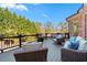Relaxing deck with comfortable seating and a view of the private backyard at 2805 Cambria Ct, Cumming, GA 30041