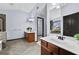 Bathroom featuring double sinks, a soaking tub, a stand-up shower, and a separate toilet room at 120 Daniel Creek Ln, Sugar Hill, GA 30518