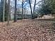 Green home exterior featuring a front yard covered in leaves and natural trees at 420 Lee Dr, Acworth, GA 30102