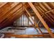 Exposed beams and wooden framing create a rustic feel in the attic at 814 Oak Moss Dr, Lawrenceville, GA 30043