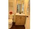 Bathroom featuring vanity with chevron pattern and marble countertop at 2586 Abbotts Glen Dr, Acworth, GA 30101