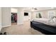 Large main bedroom boasts a walk-in closet and sliding glass door at 170 Charlotte Blvd, Stockbridge, GA 30281