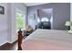 Cozy bedroom featuring a bright window, hardwood floors and purple walls at 190 Winford Close, Duluth, GA 30097