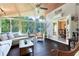 Inviting sunroom with comfortable seating, lots of natural light, wood ceiling and direct access to the outdoors at 190 Winford Close, Duluth, GA 30097