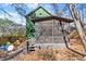 Backyard view of the home with screened porch, landscaping, and a collection of colorful Adirondack chairs at 1265 Emerald Se Ave, Atlanta, GA 30316