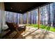 Back porch with wooden chairs and a view of the lawn and woods at 279 Laura Cir, Bowdon, GA 30108