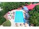Overhead view of the community outdoor swimming pool and surrounding amenities at 2892 Darlington Run, Duluth, GA 30097