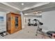 A roomy gym with a dry sauna and multiple doorways at 2892 Darlington Run, Duluth, GA 30097