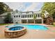 Beautiful backyard featuring a pool, hot tub, patio, and lush greenery at 3045 Camp Branch Rd, Buford, GA 30519