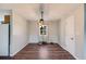 Dining room has wood flooring and a view of the backyard at 511 Monroe Cole Rd, Dallas, GA 30157