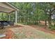 Scenic view of a backyard and covered patio area surrounded by mature trees for privacy and shade at 212 Long Dr, Mcdonough, GA 30253