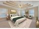 Comfortable bedroom with trey ceilings, neutral tones, a ceiling fan, and large windows for natural light at 776 Myerston Ct, Lawrenceville, GA 30044
