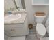 Bathroom featuring modern vanity, granite countertop, and white toilet at 413 Branch Ln, Temple, GA 30179