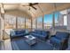 Screened in porch furnished with comfortable seating and views of the backyard at 6645 Country Lake Rd, Cumming, GA 30041