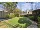 Manicured backyard with a small lawn, trimmed hedges and beautiful stone borders, creating a serene outdoor space at 1402 Downington Nw Vw, Acworth, GA 30101