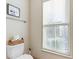 Cozy bathroom with a toilet and a window view with horizontal blinds at 142 Perimeter Walk, Atlanta, GA 30338