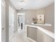 Upstairs hallway with neutral colors and carpet, with multiple doors and wall decor at 2471 Bridlewood Se Dr # 8, Atlanta, GA 30339