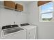 Bright laundry room features modern front-loading washer and dryer at 628 Topsail Drive Pkwy, Villa Rica, GA 30180