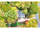 Aerial view of a home surrounded by mature trees, landscaped yard, and outdoor living spaces at 4160 Westchester Ne Xing, Roswell, GA 30075