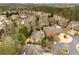 An aerial view showing mature landscaping and luxury homes in a cul-de-sac at 415 Prestwick Ct, Alpharetta, GA 30005