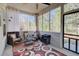 Relaxing screened porch with seating area, ceiling fan, and view of backyard at 4450 Heatherwood Sw Dr, Atlanta, GA 30331