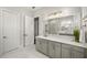 Bathroom features a double vanity with a large mirror and decor at 685 Stickley Oak Way, Woodstock, GA 30189