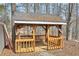 Rustic wooden gazebo with covered roof, located in a wooded backyard area offering a relaxing outdoor space at 4009 Highway 138 Sw, Stockbridge, GA 30281