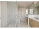 Spa-like bathroom with glass shower, double vanity, and sleek modern design at 2425 Peachtree Ne Rd # 1604, Atlanta, GA 30305