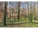 Scenic view of the wooded backyard featuring lush greenery and tall trees at 67 Oak Landing Way, Douglasville, GA 30134