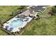 Aerial view of neighborhood pool and common area at 4525 Twinberry Dr, Powder Springs, GA 30127