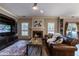 Comfortable living room with a fireplace, TV, and sliding doors to the backyard at 2075 Crabapple Parc Way, Roswell, GA 30076