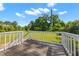 Spacious wood deck overlooking the well-maintained backyard and lush greenery at 28 Fawn Ct, Sharpsburg, GA 30277