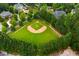 Well-kept baseball field surrounded by mature trees, providing a scenic and private playing environment at 47 Cuthbert Ln Ne, Acworth, GA 30101